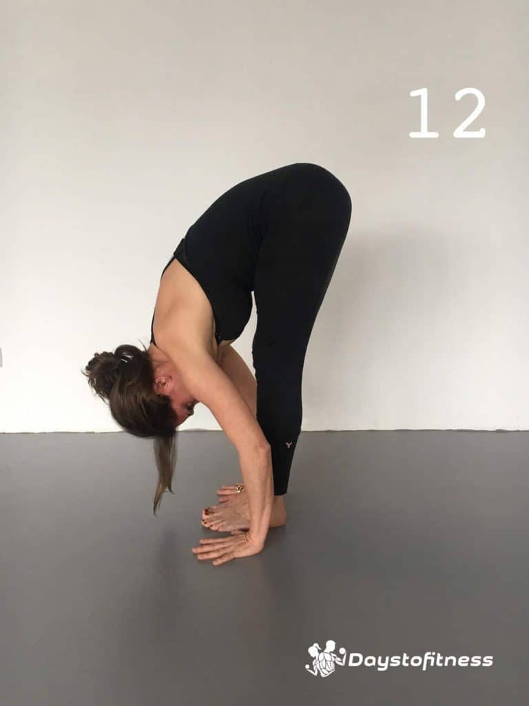 Sun Salutation 12 - Uttanasana, forward bend