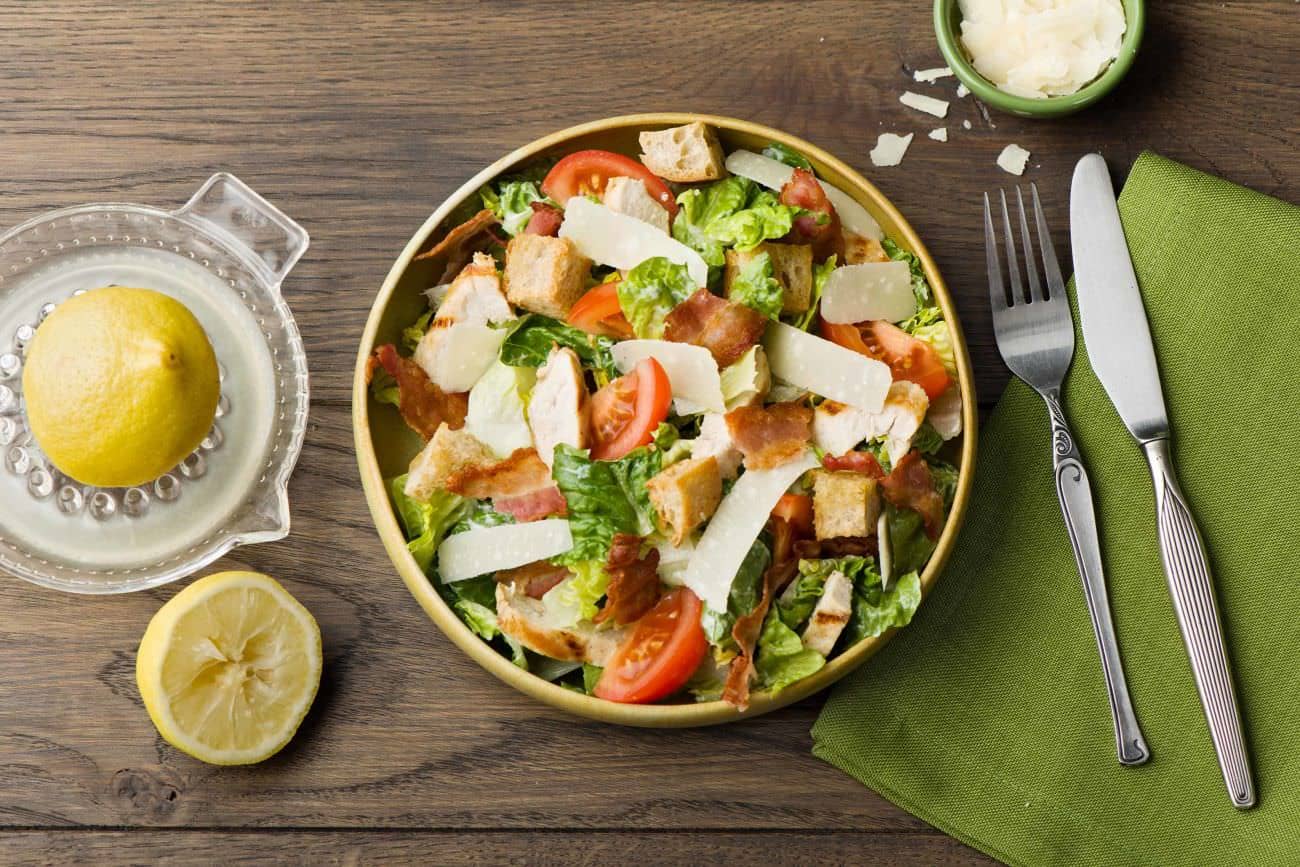 Lemon-chicken Caesar salad