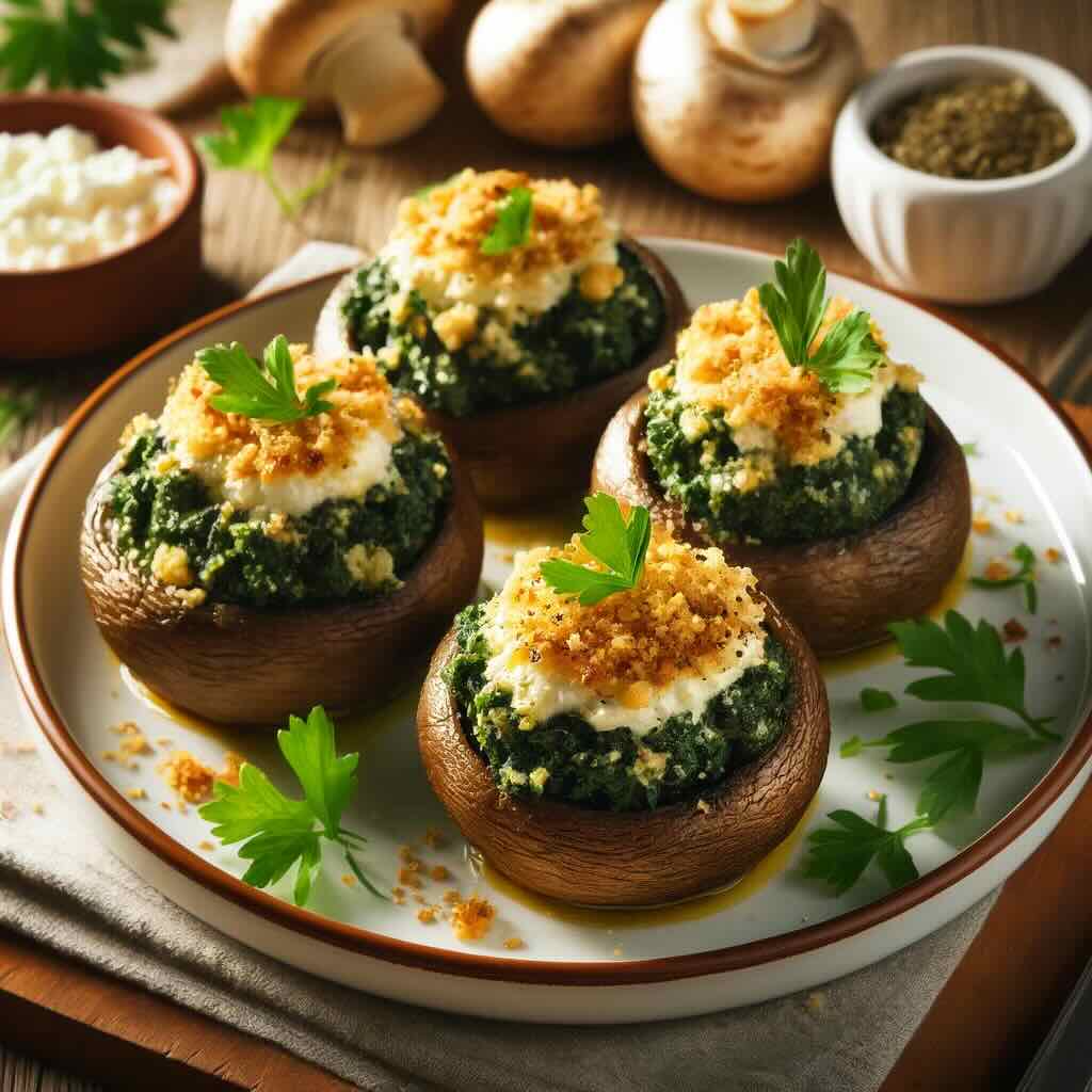 Spinach and Feta Stuffed Mushrooms air fryer